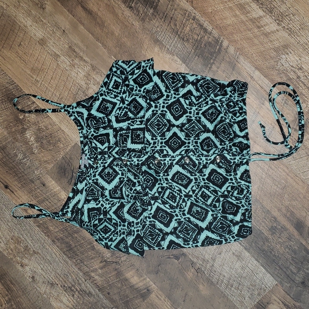 Charlotte russe tank top teal and black